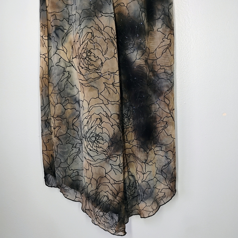 Y2K M Studio Cowl Neck Dress Fairy Grunge Floral Glittery Brown Black Size Med - Picture 5 of 13